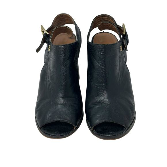 Tommy Hilfiger Black Leather Open Toe Sling Back Heeled Sandals Shoes size 8M - Picture 2 of 16